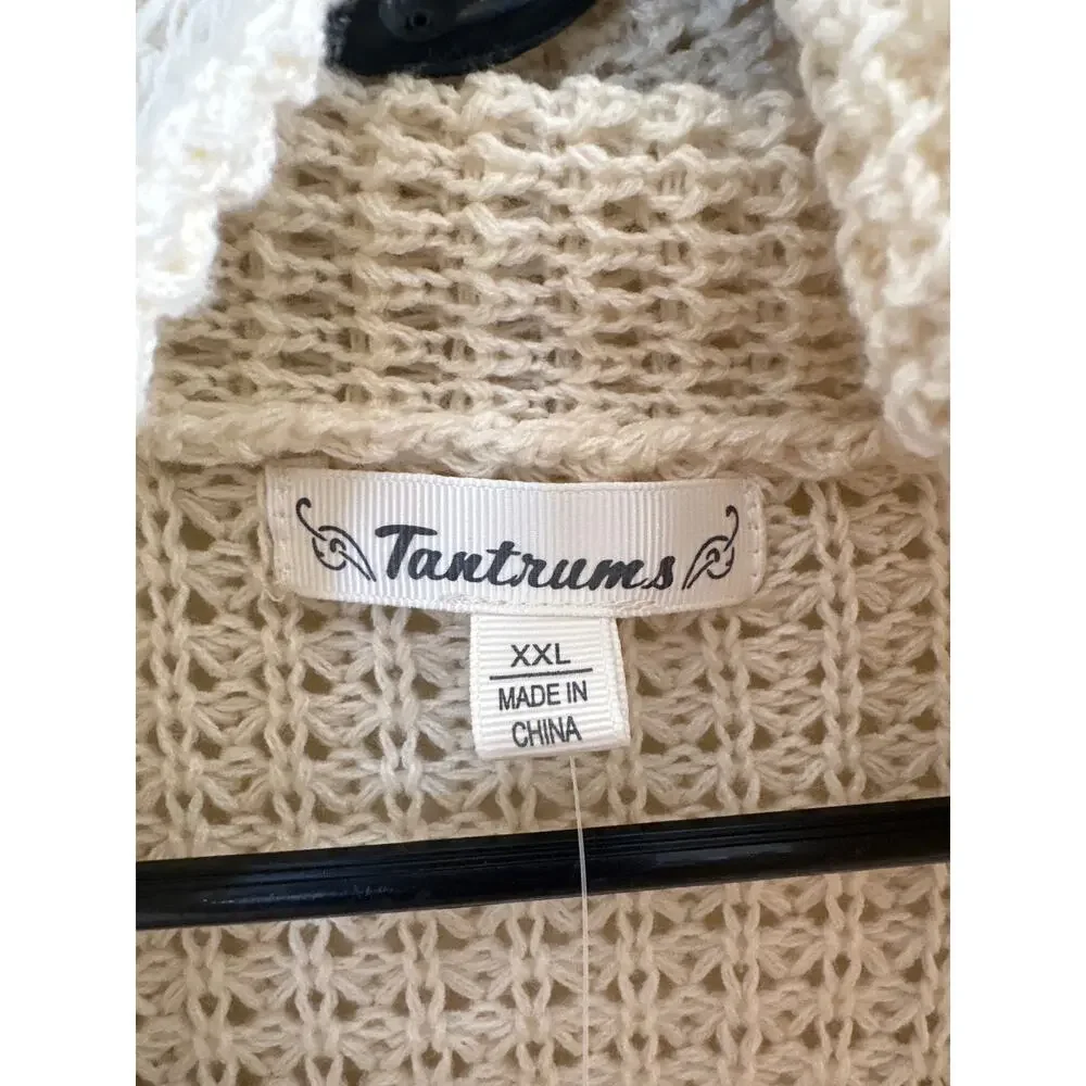 Tantrums cream knit open pullover sweater 2XL c2